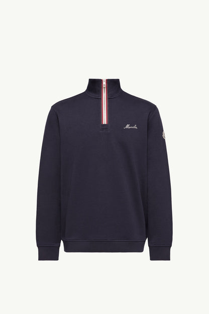 Moncler Embroidered Logo Turtleneck Sweatshirt Navy Blue Navy Blue