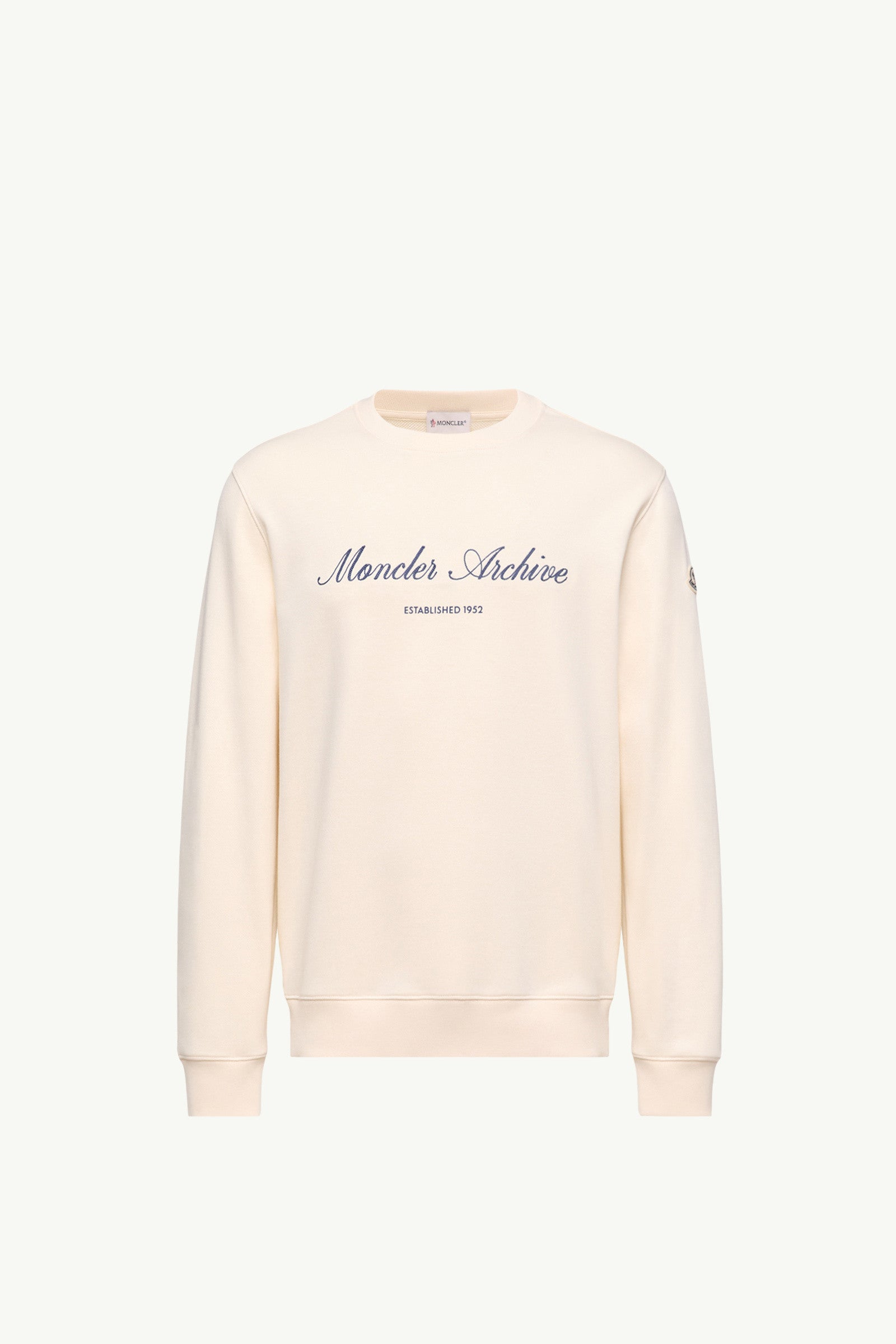Moncler Cotton Blend Logo Sweatshirt White Ivory White Ivory