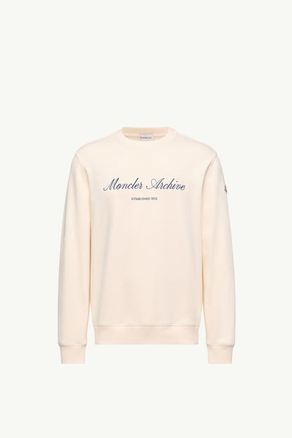 Moncler Cotton Blend Logo Sweatshirt White Ivory White Ivory