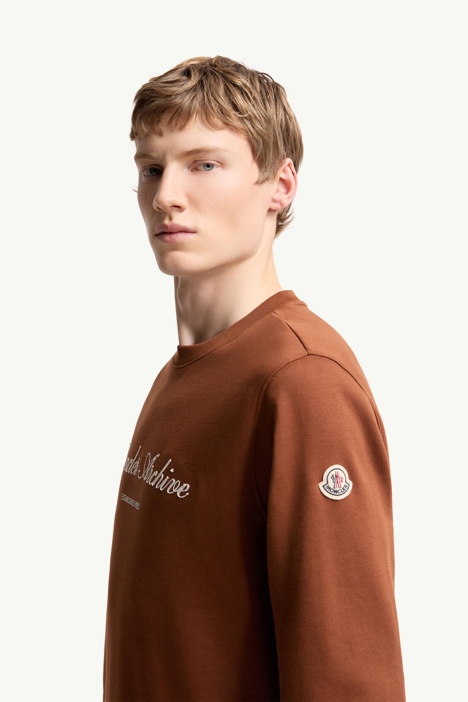 Moncler Cotton Blend Logo Sweatshirt Red Brown Red Brown