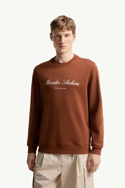 Moncler Cotton Blend Logo Sweatshirt Red Brown Red Brown