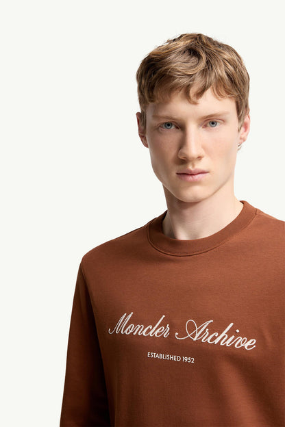 Moncler Cotton Blend Logo Sweatshirt Red Brown Red Brown