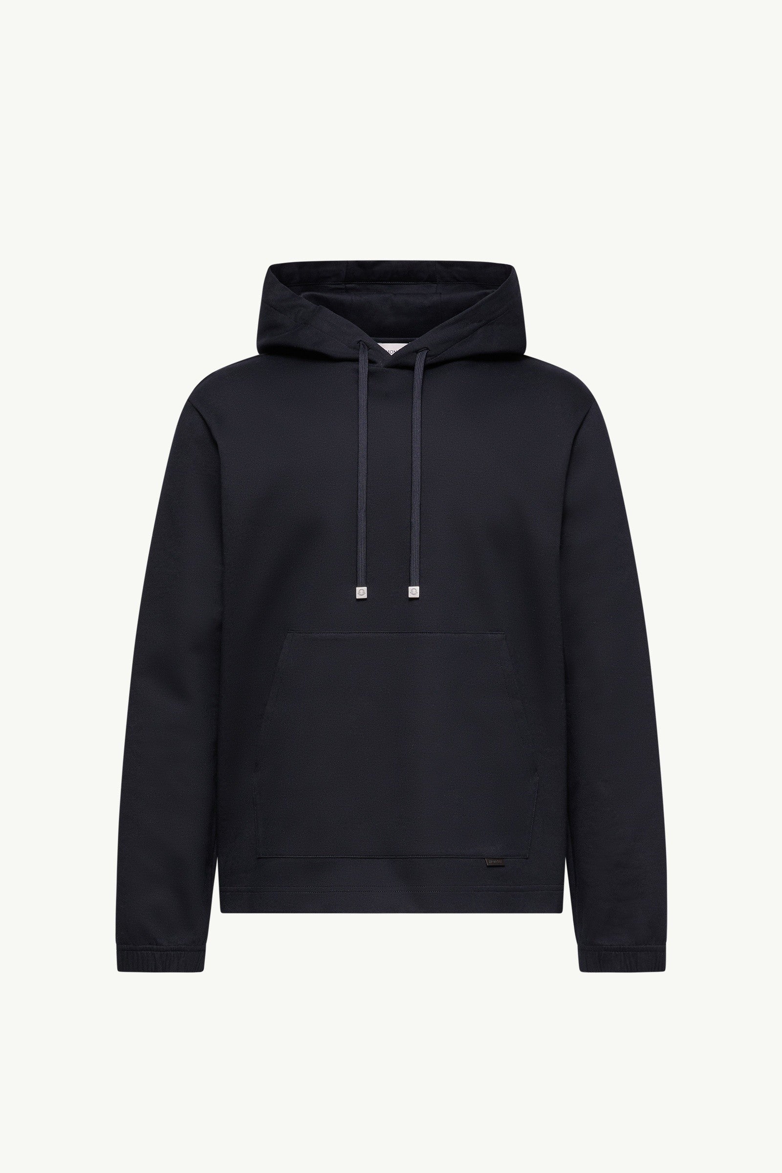 Moncler Leather Logo Cotton Blend Hoodie Dark Blue Dark Blue