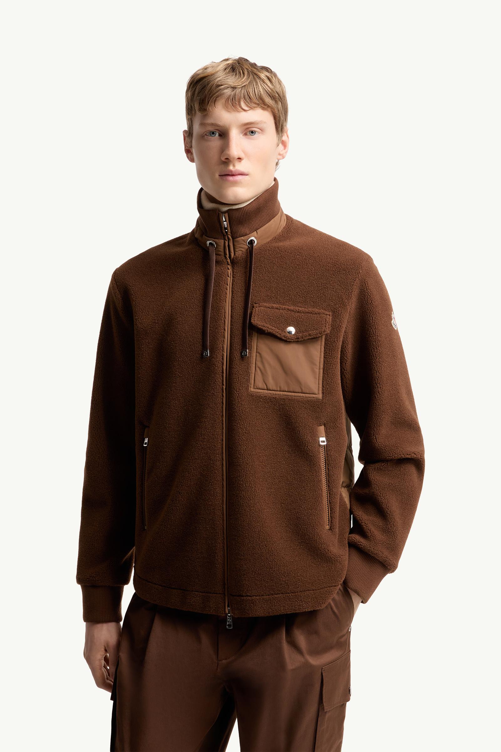 Moncler Padded Teddy Zip-Up Sweatshirt Brown Brown