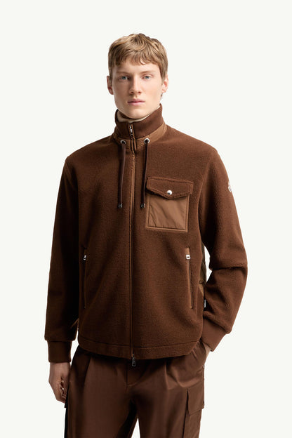 Moncler Padded Teddy Zip-Up Sweatshirt Brown Brown