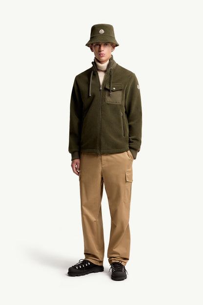 Moncler Padded Teddy Zip-Up Sweatshirt Olive Green Olive Green