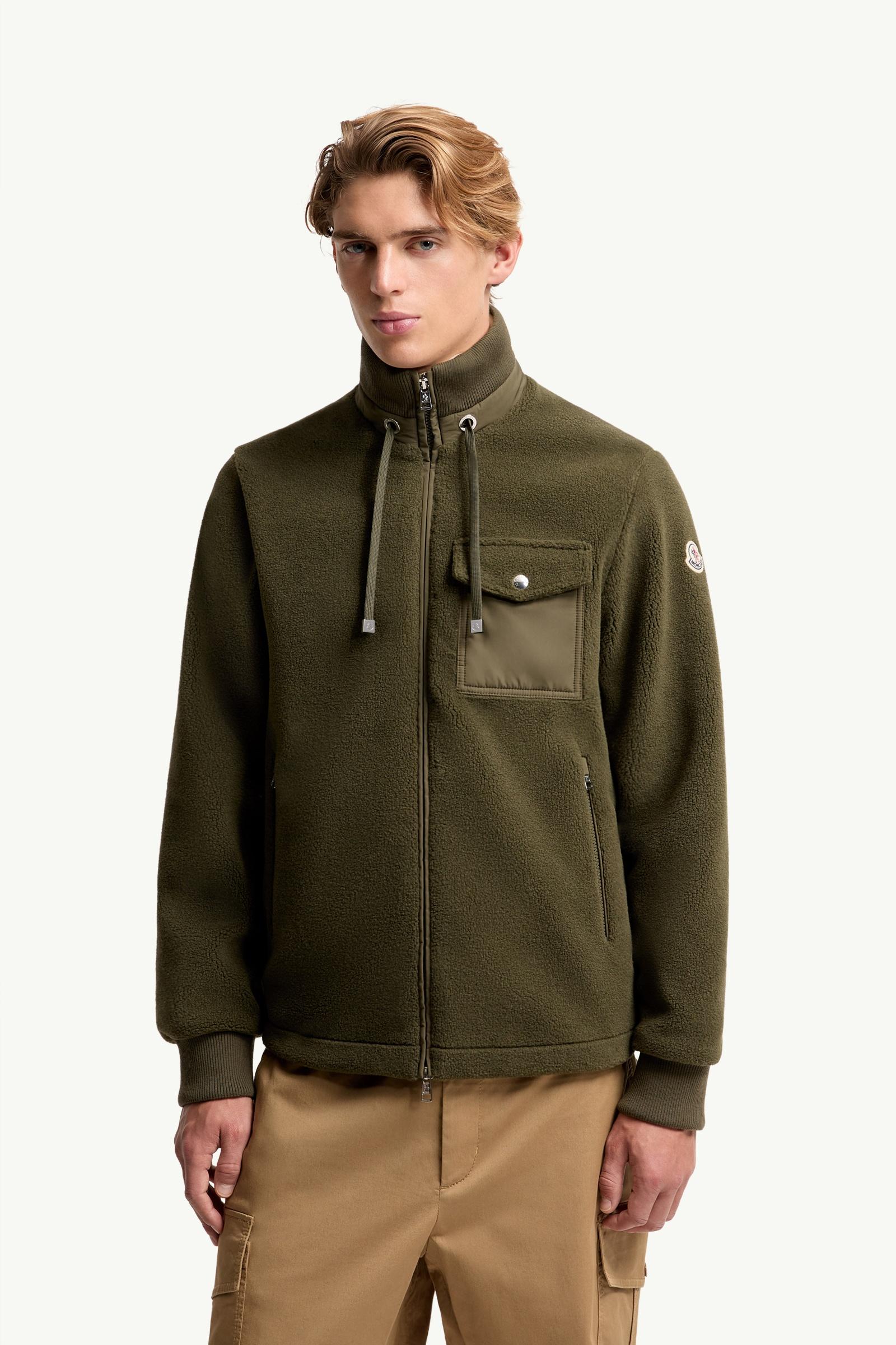 Moncler Padded Teddy Zip-Up Sweatshirt Olive Green Olive Green