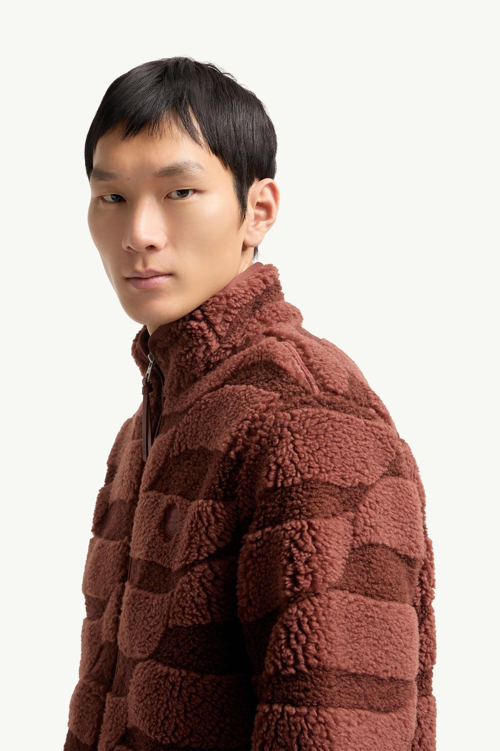 Moncler Teddy Jacquard Zip-Up Sweatshirt Brown Brown