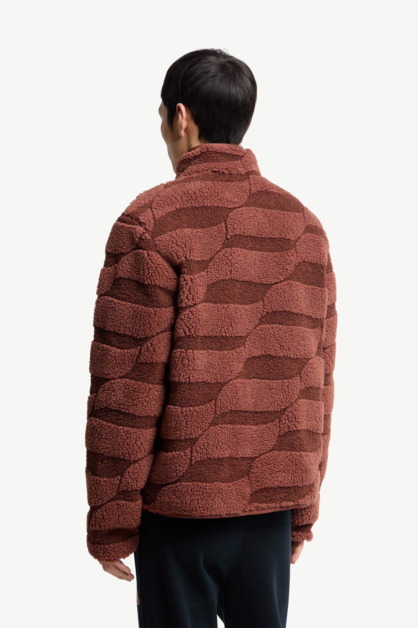 Moncler Teddy Jacquard Zip-Up Sweatshirt Brown Brown