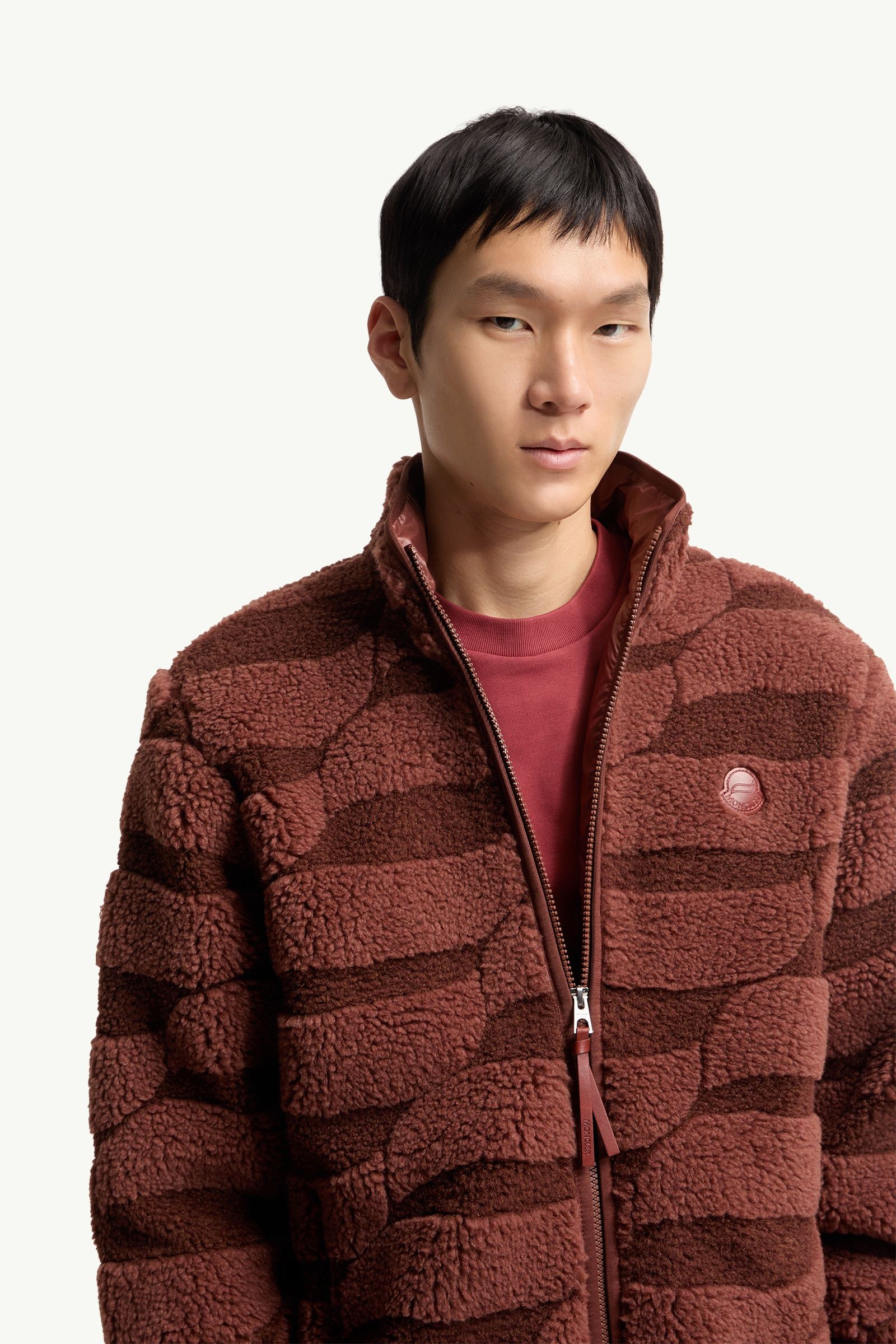Moncler Teddy Jacquard Zip-Up Sweatshirt Brown Brown