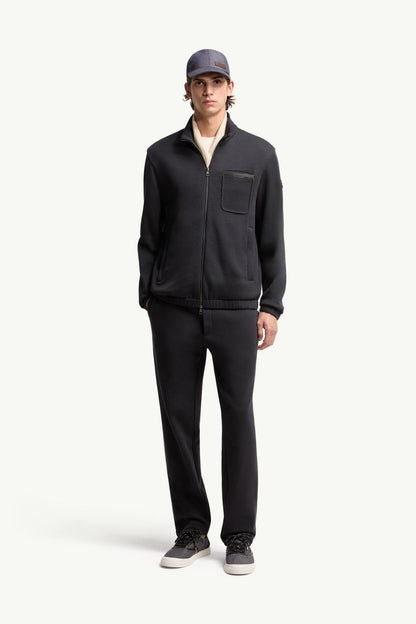 Moncler Cotton Blend Zip-Up Sweatshirt Dark Blue Dark Blue