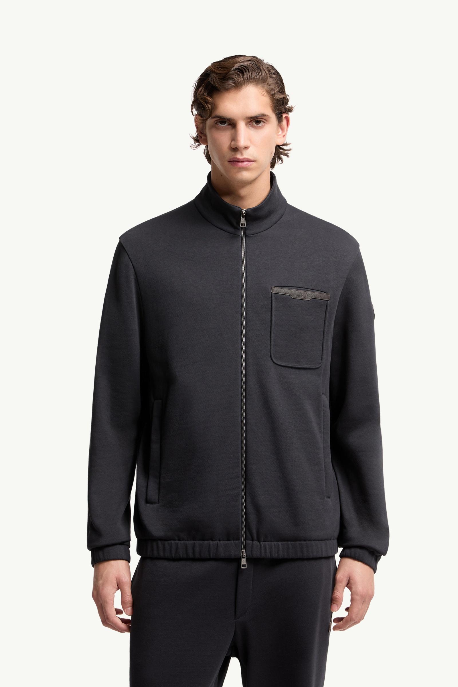 Moncler Cotton Blend Zip-Up Sweatshirt Dark Blue Dark Blue