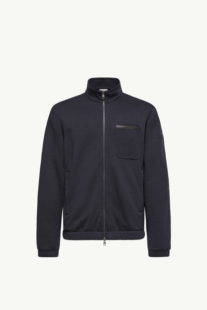 Moncler Cotton Blend Zip-Up Sweatshirt Dark Blue Dark Blue
