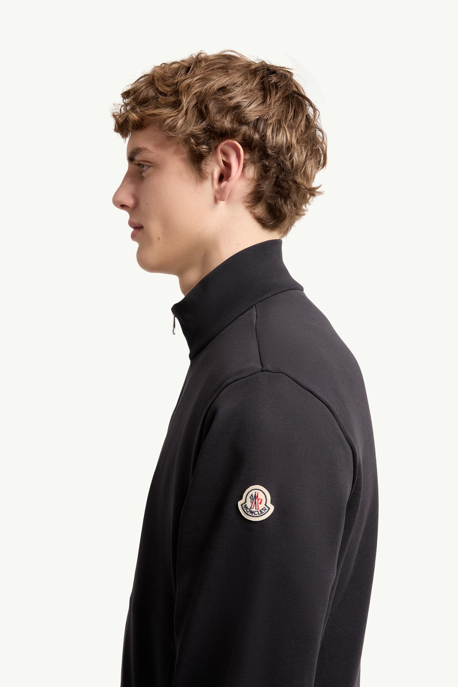 Moncler Tricolor-Trimmed Cotton Zip-Up Sweatshirt Night Blue Night Blue