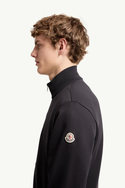 Moncler Tricolor-Trimmed Cotton Zip-Up Sweatshirt Night Blue Night Blue