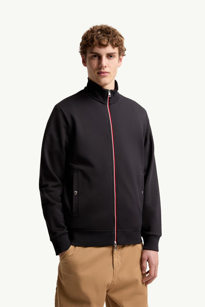 Moncler Tricolor-Trimmed Cotton Zip-Up Sweatshirt Night Blue Night Blue