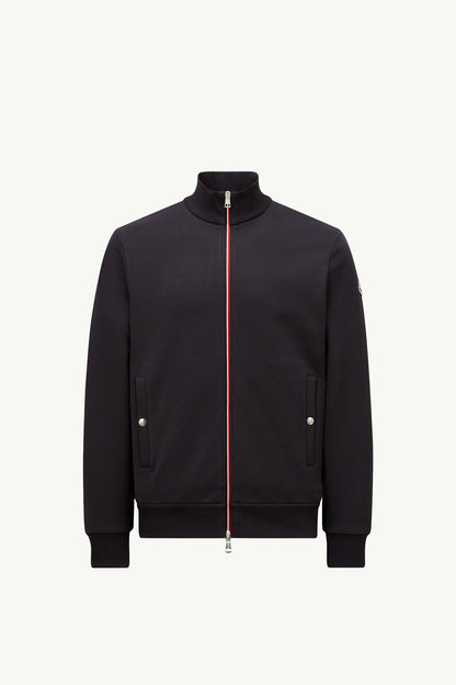 Moncler Tricolor-Trimmed Cotton Zip-Up Sweatshirt Night Blue Night Blue