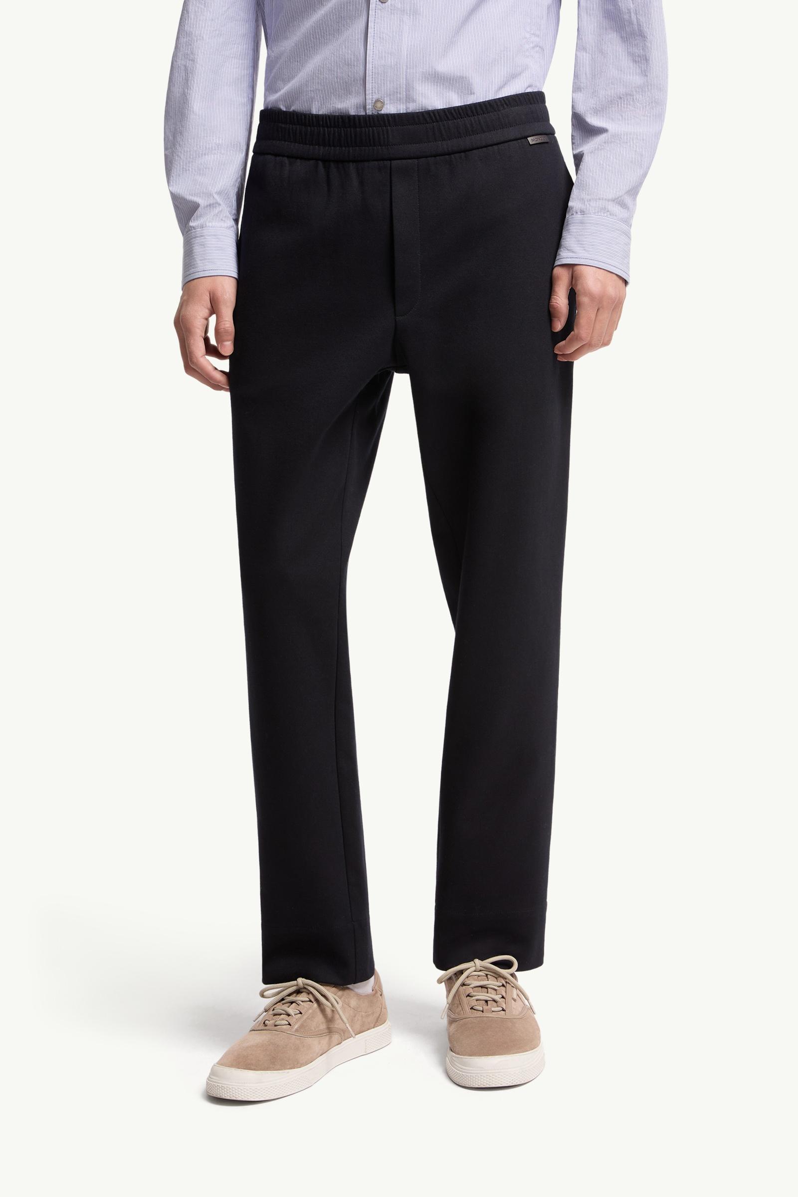 Moncler Leather Logo Cotton Blend Sweatpants Dark Blue Dark Blue