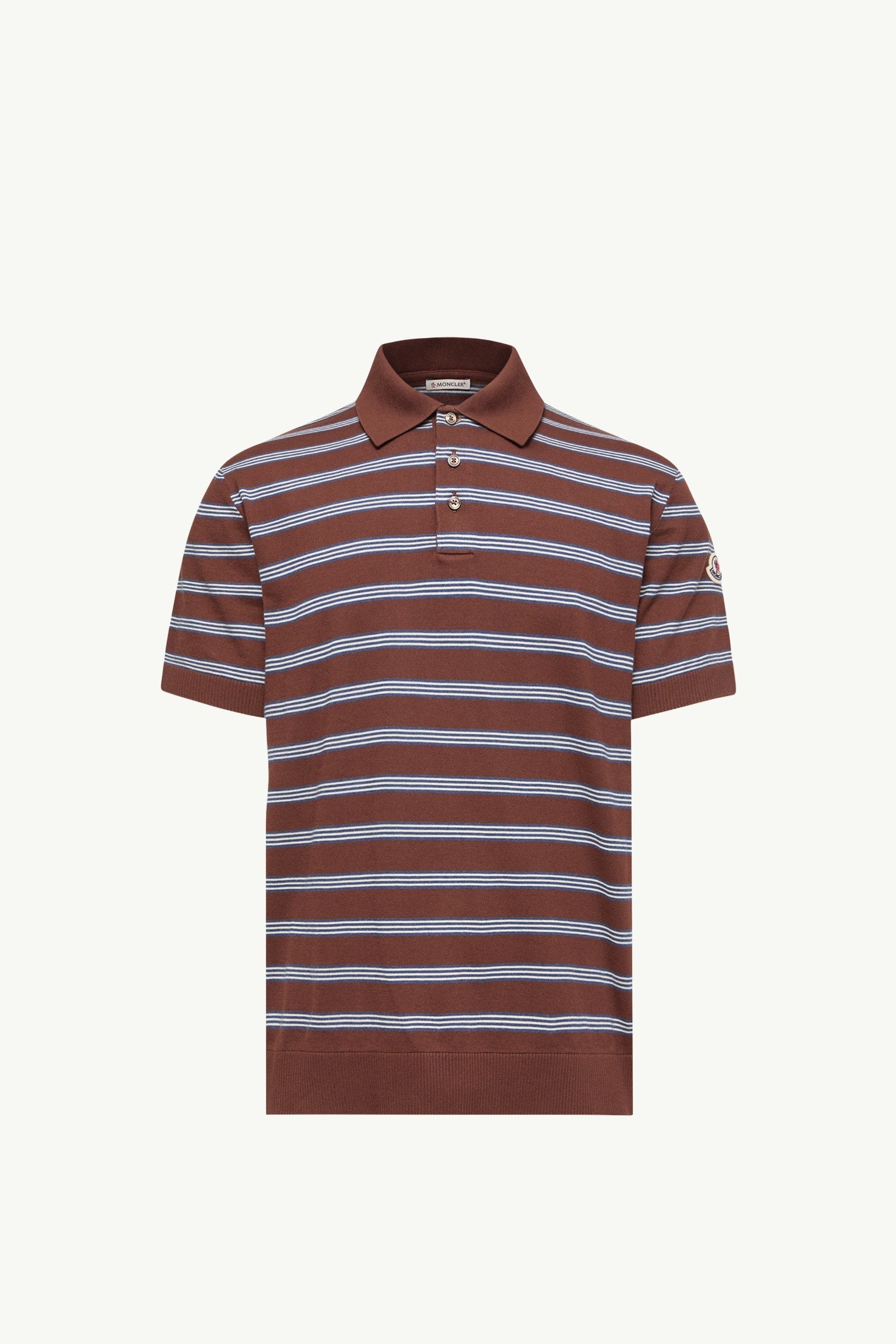 Moncler Striped Cotton Polo Shirt Blue & Brown Blue & Brown