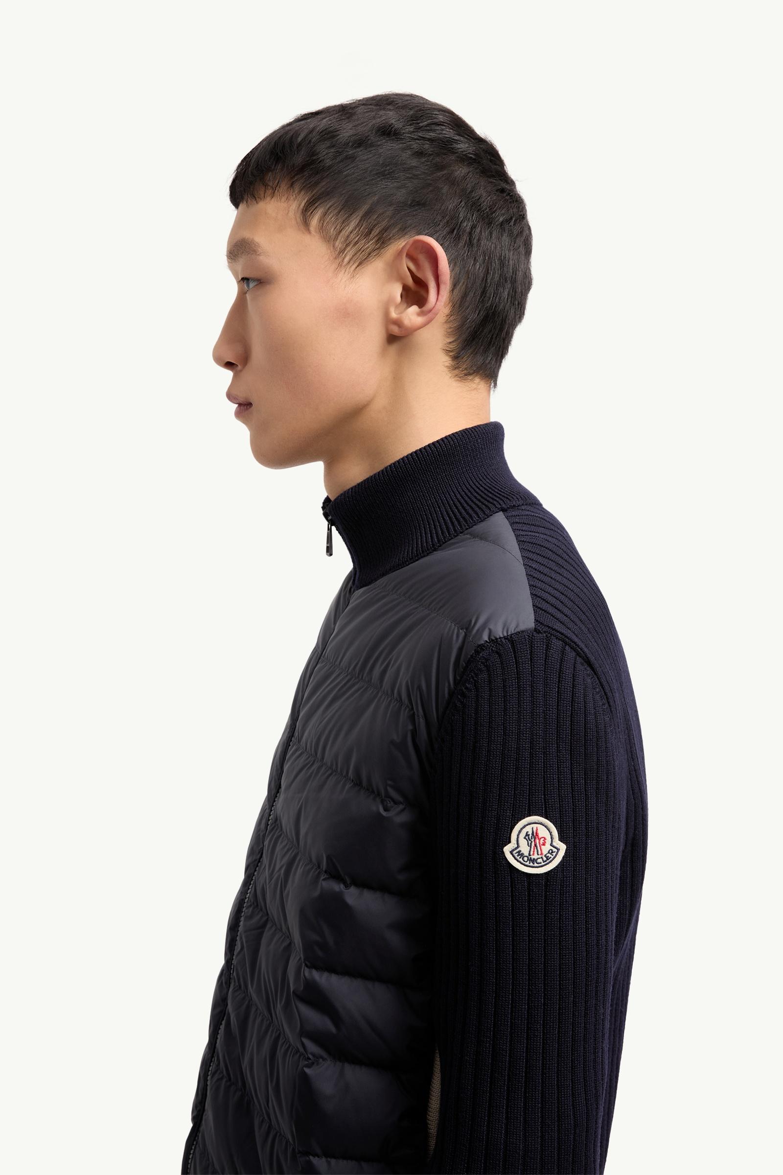 Moncler Padded Wool Zip-Up Cardigan Navy Blue Navy Blue