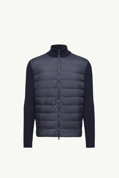 Moncler Padded Wool Zip-Up Cardigan Navy Blue Navy Blue
