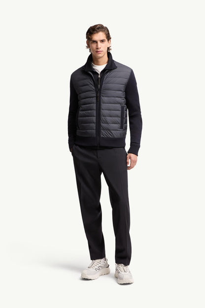 Moncler Padded Zip-Up Wool Cardigan Navy Blue Navy Blue