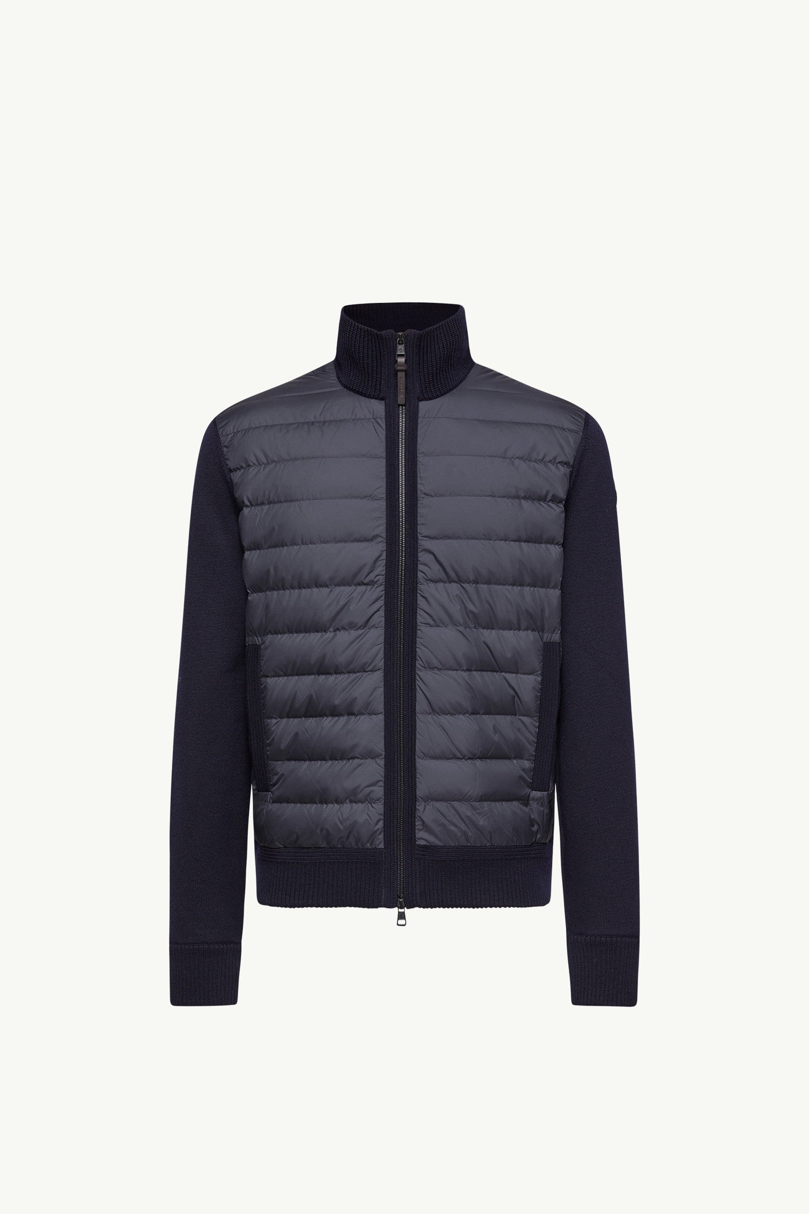 Moncler Padded Zip-Up Wool Cardigan Navy Blue Navy Blue
