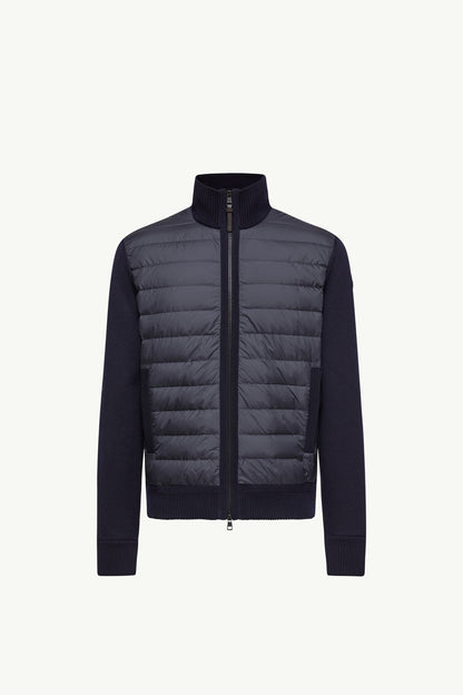 Moncler Padded Zip-Up Wool Cardigan Navy Blue Navy Blue