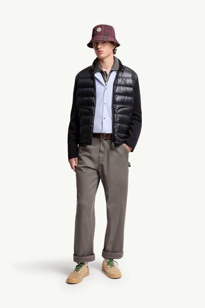 Moncler Padded Wool Zip-Up Cardigan Blue Blue