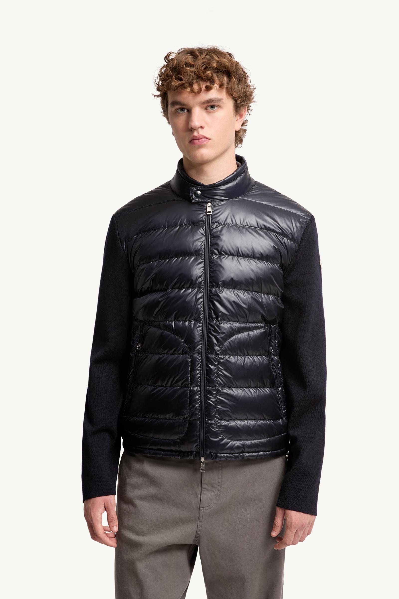 Moncler Padded Wool Zip-Up Cardigan Blue Blue