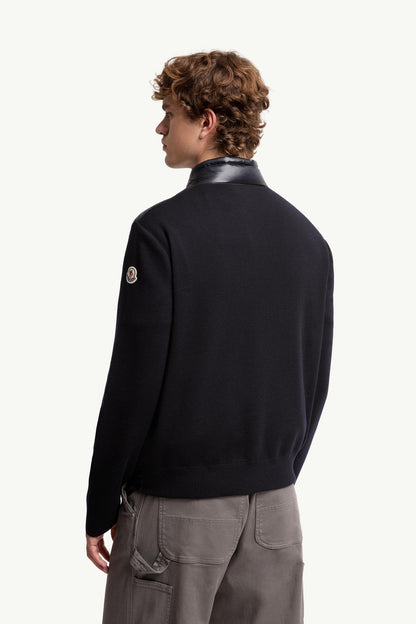 Moncler Padded Wool Zip-Up Cardigan Blue Blue