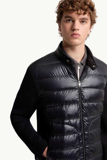 Moncler Padded Wool Zip-Up Cardigan Blue Blue