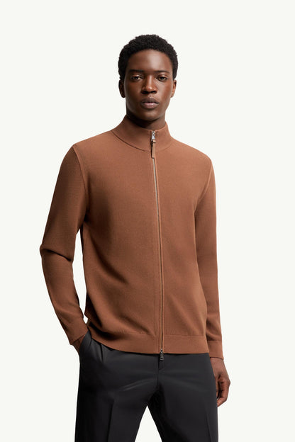Moncler Cotton Zip-Up Cardigan Light Brown Light Brown