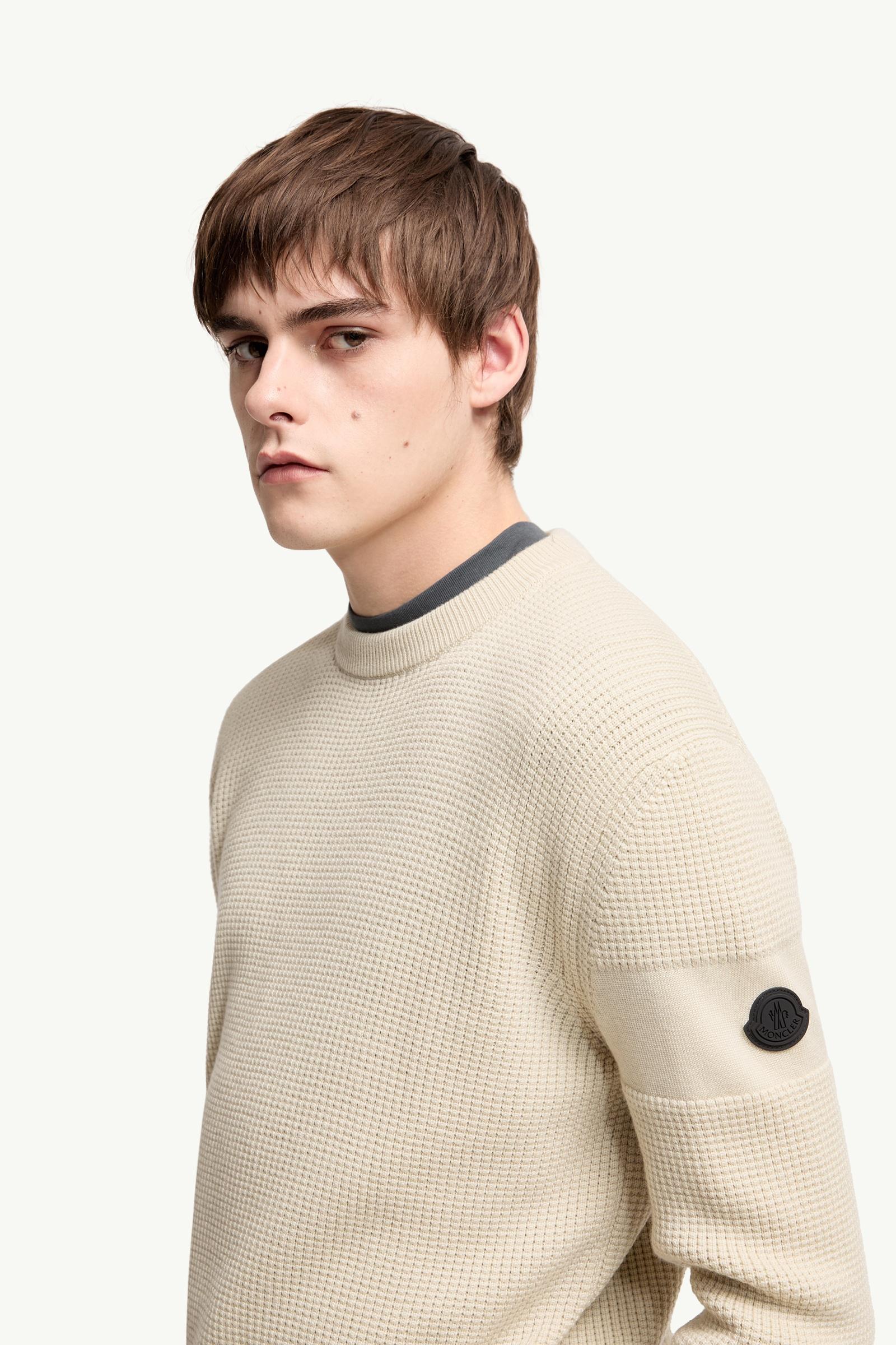 Moncler Logo Wool Sweater Light Beige Light Beige