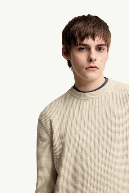 Moncler Logo Wool Sweater Light Beige Light Beige