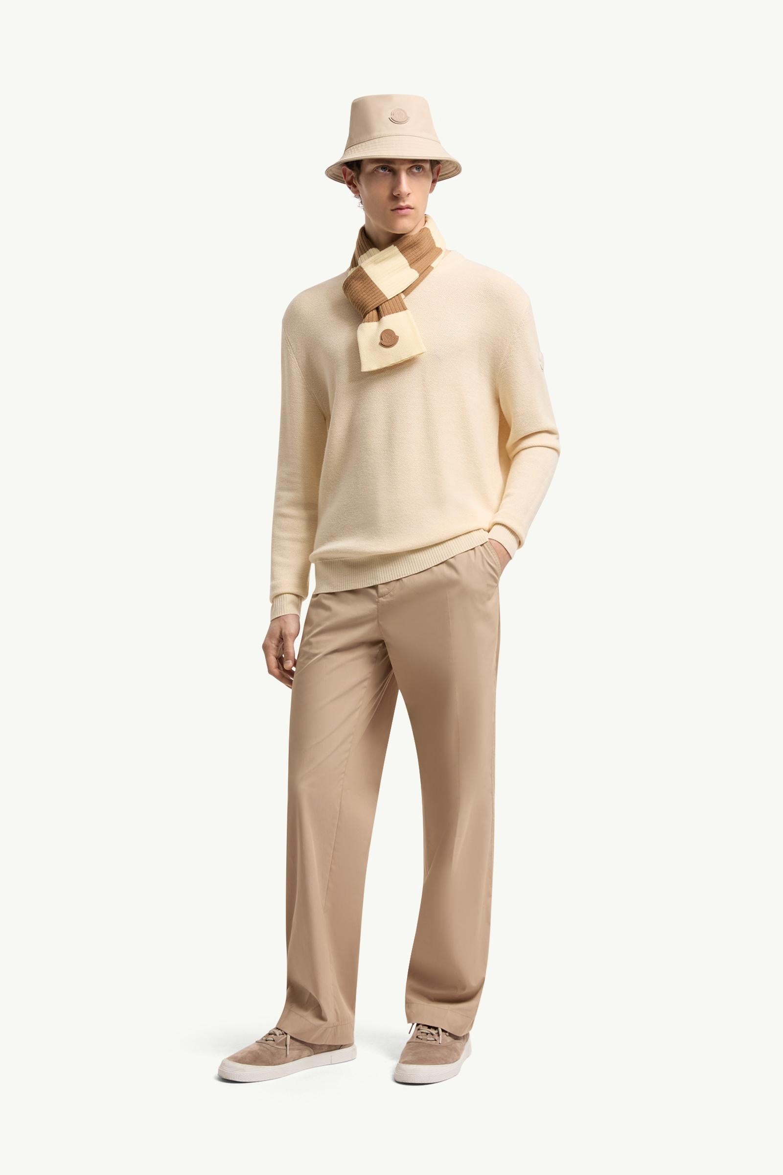 Moncler Leather Logo Wool Sweater Ochre Yellow Ochre Yellow