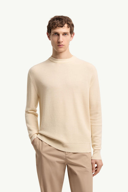 Moncler Leather Logo Wool Sweater Ochre Yellow Ochre Yellow