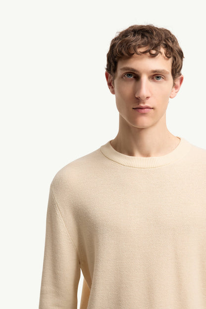 Moncler Leather Logo Wool Sweater Ochre Yellow Ochre Yellow