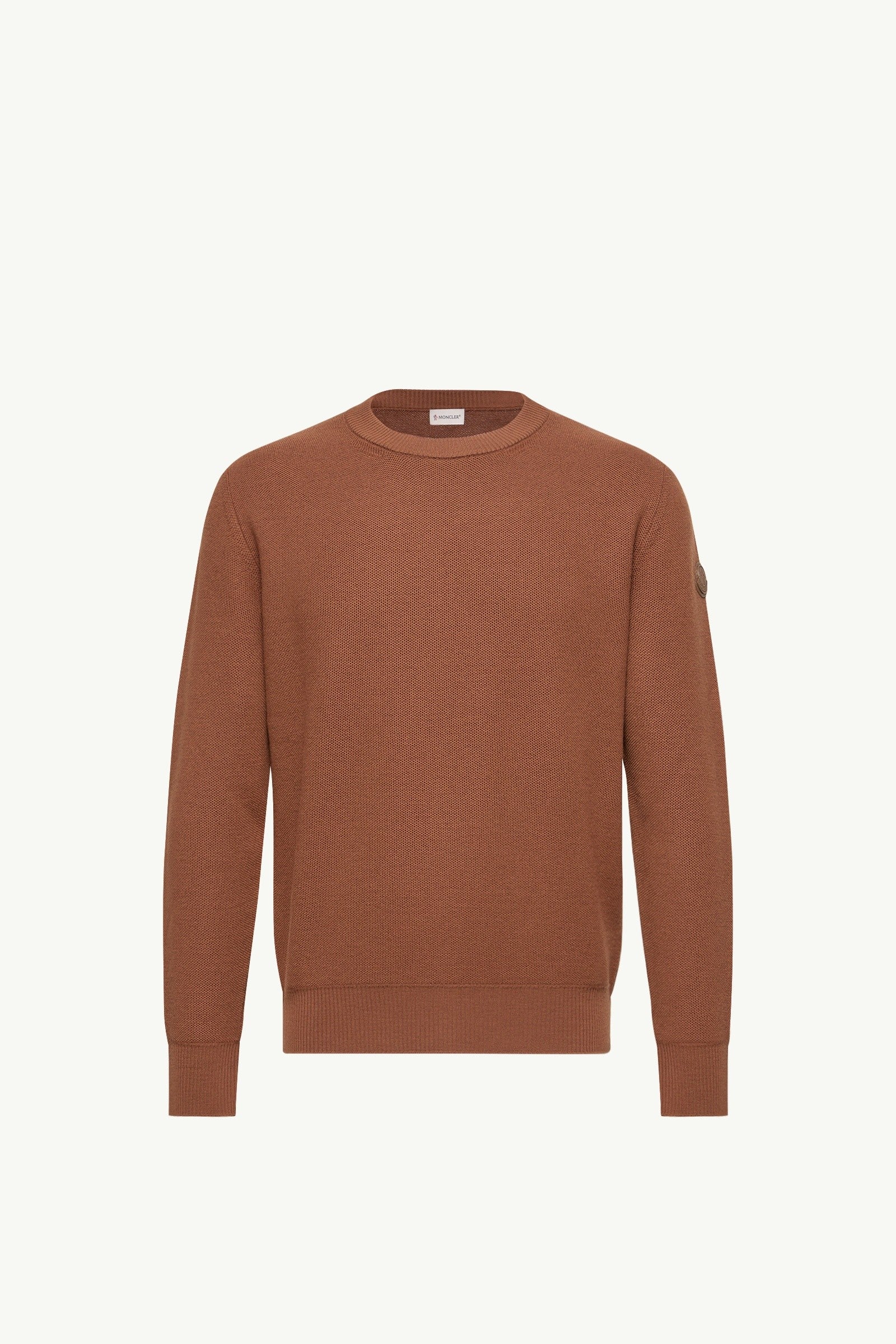 Moncler Leather Logo Wool Sweater Brick Red Brick Red