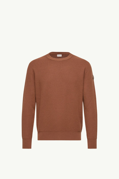 Moncler Leather Logo Wool Sweater Brick Red Brick Red