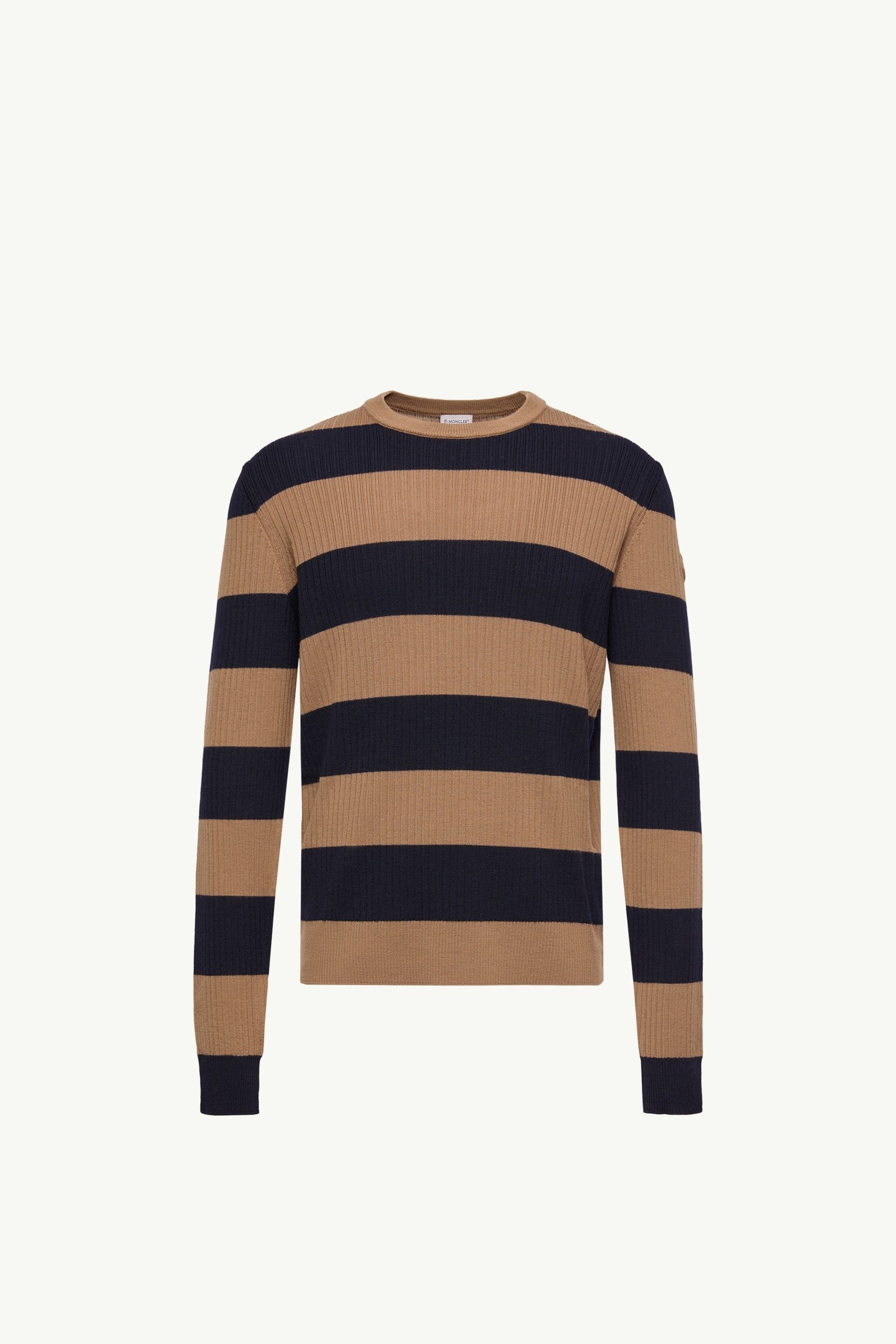 Moncler Striped Wool Sweater Beige & Navy Blue Beige & Navy Blue