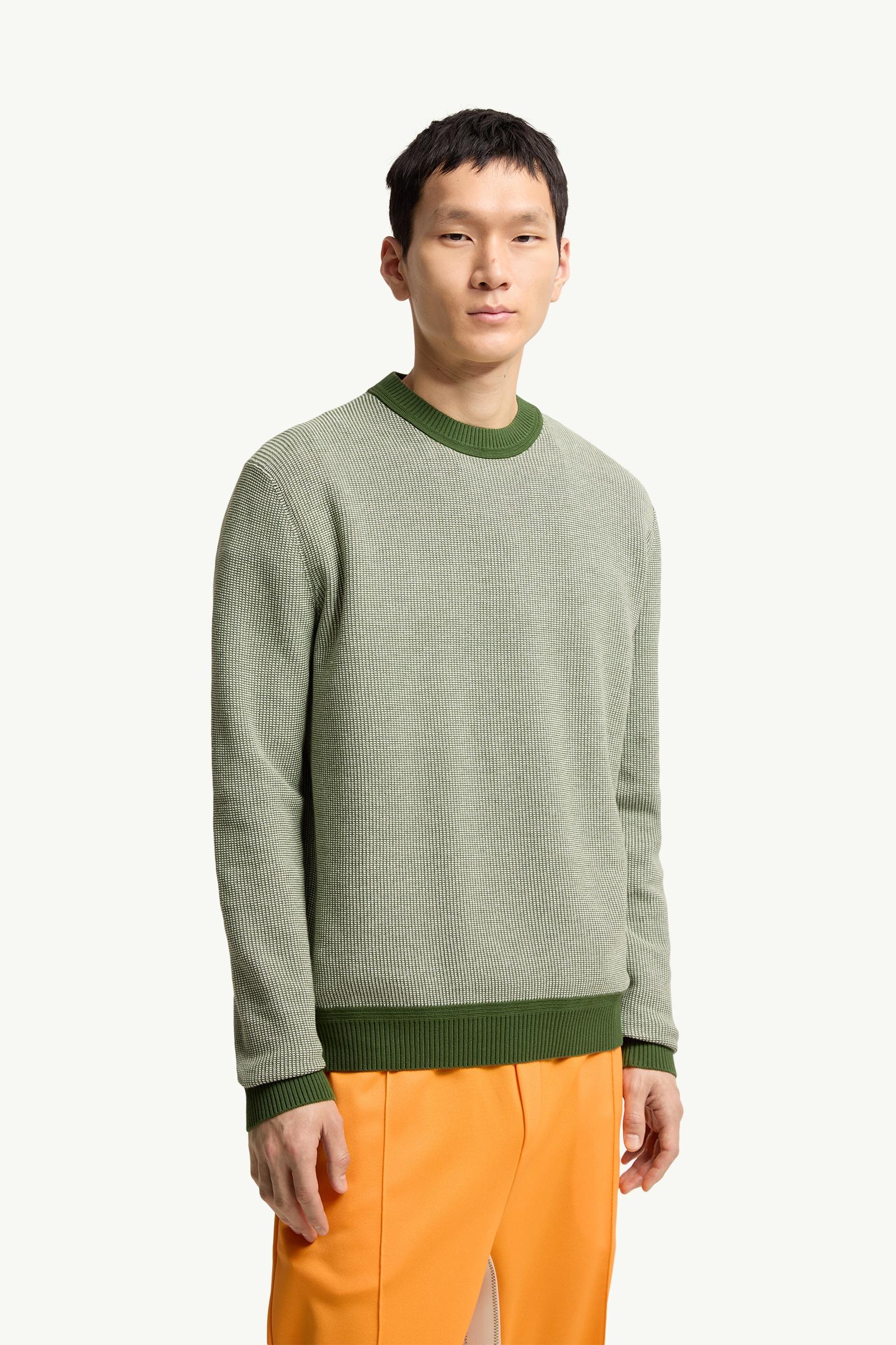 Moncler Leather Logo Cotton Sweater Dark Green Dark Green