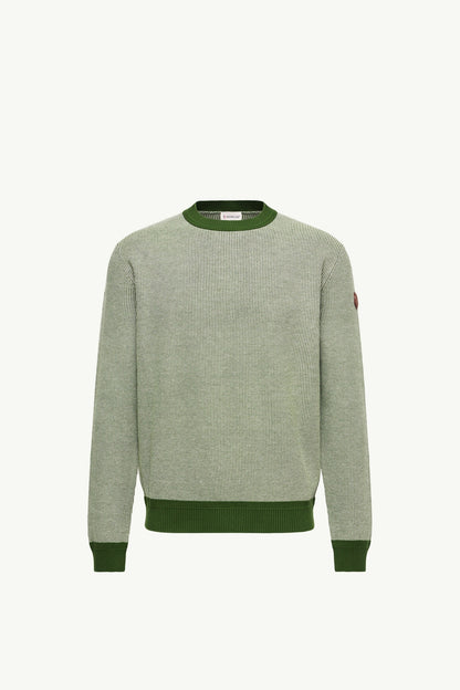 Moncler Leather Logo Cotton Sweater Dark Green Dark Green