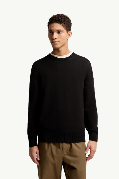 Moncler Logo Patch Cotton Sweater Black Black