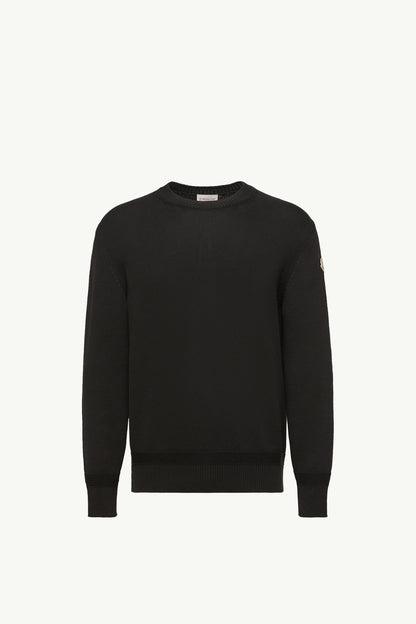 Moncler Logo Patch Cotton Sweater Black Black