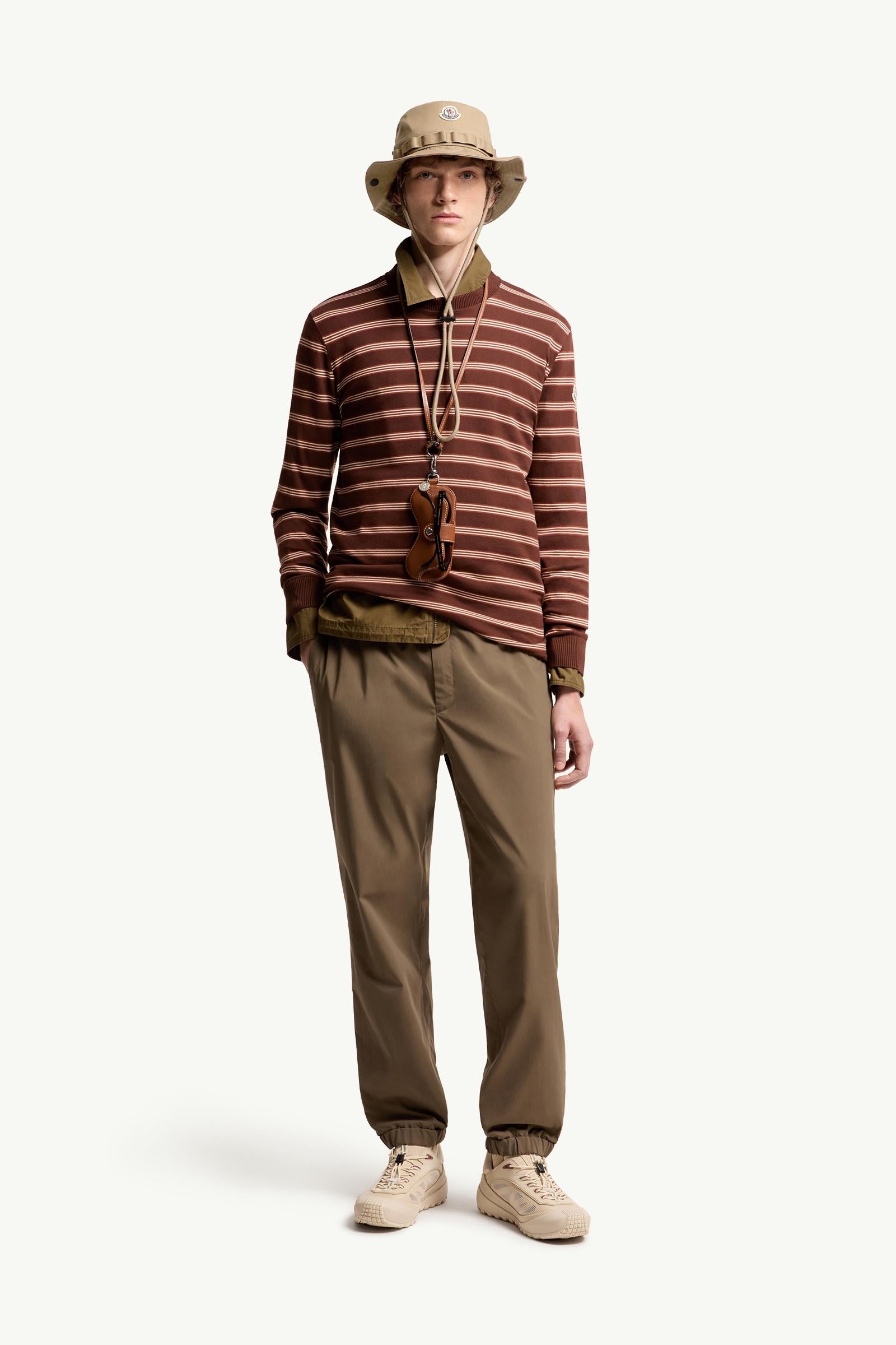 Moncler Striped Cotton Sweatshirt Brown & Pink Brown & Pink