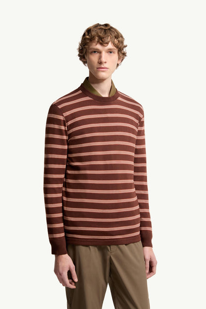 Moncler Striped Cotton Sweatshirt Brown & Pink Brown & Pink