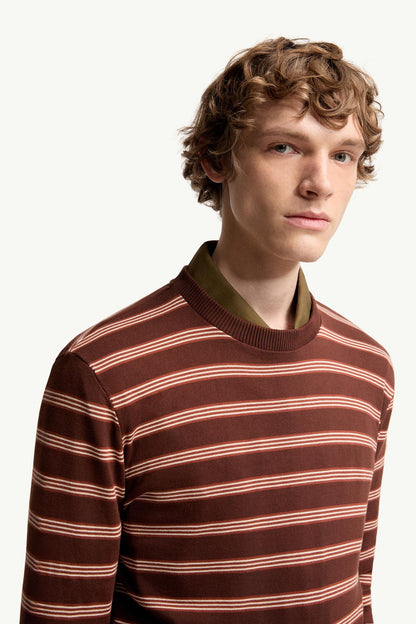 Moncler Striped Cotton Sweatshirt Brown & Pink Brown & Pink