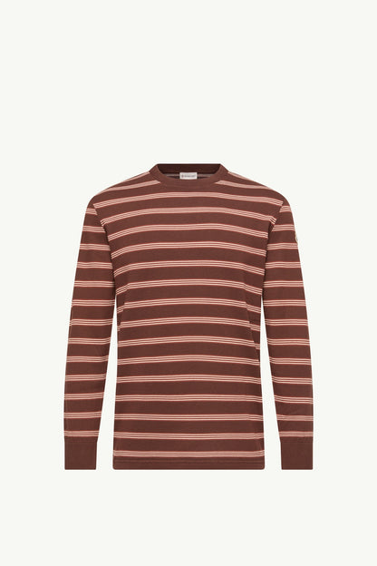 Moncler Striped Cotton Sweatshirt Brown & Pink Brown & Pink