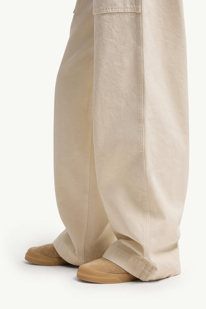 Moncler Leather Logo Cotton Pants Light Beige Light Beige